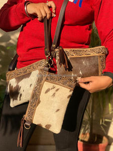 Mini bolso cruzado de piel de vaca mecanizado a mano para mujer, bolso móvil, bolso de mano de cuero de vaca occidental de marca personalizada - Product Image 3