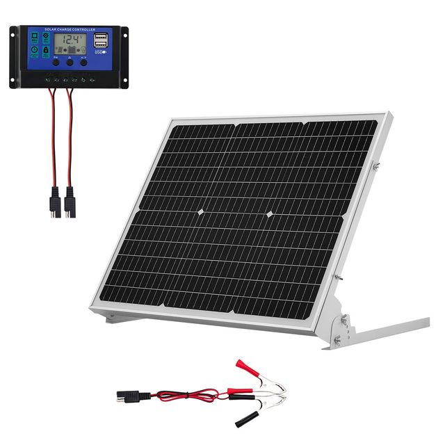 50W 12V Solar Battery Trickle Charger Maintainer Upgraded MPPT Controller Adjustable Mono Solar Panel Solar Charge Controller