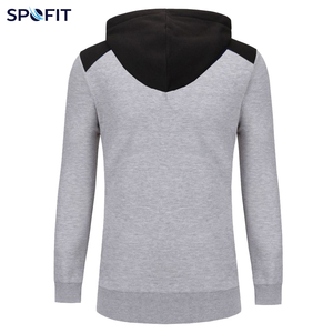 ชุดวอร์มผู้ชายสีเทาแบบมีฮู้ด เสื้อแขนยาวมีซิปและกางเกงขายาว สวมใส่สบายๆ สำหรับฤดูใบไม้ร่วง ชุดกีฬา ผลิตจากโพลีเอสเตอร์และผ้าฝ้าย ระบายอากาศได้ดี - Product Image 4