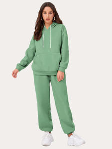 Sweat-shirt à capuche hip-hop pour femmes grande taille avec logo personnalisé, motif à carreaux, en molleton de coton, ensemble de jogging pour l'hiver, survêtements - Product Image 6