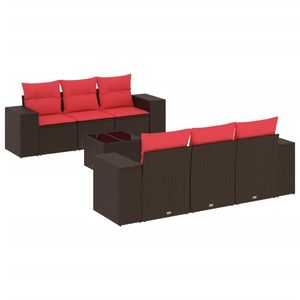 Ensemble de canapés de patio en polyrotin marron 7 pièces avec coussins, mobilier d'extérieur élégant - Product Image 2