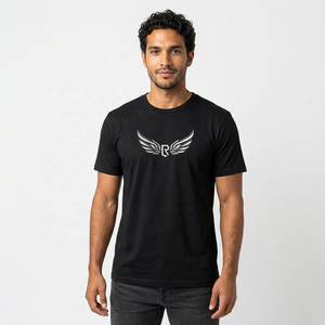 Men's <b>Black</b> Solid Color Short Sleeve O-Neck T-<b>Shirt</b> 100% Cotton Oversized Casual Jersey Knitted Garment Dyed Eco-Friendly - Product Image 5
