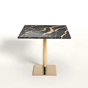 <span class=keywords><strong>Table</strong></span> de restaurant carrée avec plateau <span class=keywords><strong>en</strong></span> <span class=keywords><strong>marbre</strong></span> blanc <span class=keywords><strong>et</strong></span> base <span class=keywords><strong>en</strong></span> <span class=keywords><strong>fonte</strong></span> noire, <span class=keywords><strong>table</strong></span> de café, bistro, café commercial - Product Image 6