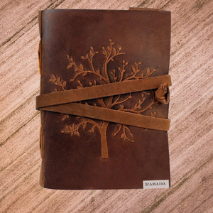 Premium Leather Life of Tree <b>Journal</b> Handmade Notebook,Vintage Hand Embossed Tree of Life with Wood Free Cotton White Rug Paper - Product Image 1