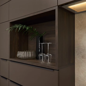 Ensemble d'armoires de cuisine modernes en bois massif de style européen, fabriqué sur mesure par l'usine JY au Vietnam, structure en MDF RTA, modulaire et écologique - Product Image 4