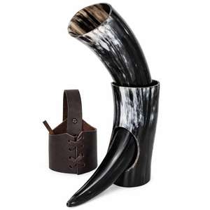 Cuerno Vikingo Artesanal para Beber, Hecho a Mano con Cuerno Natural de Buey/Vaca, Alta Calidad, Logotipo Personalizado, Arte Folclórico, Ideal para Cerveza, Tradicional, para Mead - Product Image 1