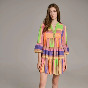 ชุดเดรสวันพีซลายดอกไม้สำหรับผู้หญิง คอวี ดีไซน์สวยเก๋ น้ำหนักเบา เหมาะกับอากาศร้อน ระบายอากาศได้ดี - Product Image 1