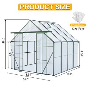 Serra in Policarbonato 8x8 FT con Doppia Porta, Base Rialzata in Alluminio Rinforzato, per Giardini Esterni e Cortili - Product Image 5