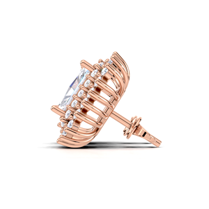 IGI Certified Lab Grown Diamond Radiant Cut Halo Stud Earrings 14K Yellow / White / Rose Gold Rectangle Cluster Diamond Earrings - Product Image 2