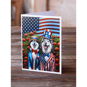 All American Siberian Husky Whimsical A7 Paquete de tarjetas de felicitación 8 Tarjetas de notas en blanco con sobres Tamaño 5x7 - Product Image 2