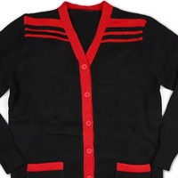 Cardigan Femme Personnalisé en Acrylique avec Logo Lettres Grecques, Style Preppy Haut de Gamme, Rayures Rétro, Broderie Hiver – Vente en Gros