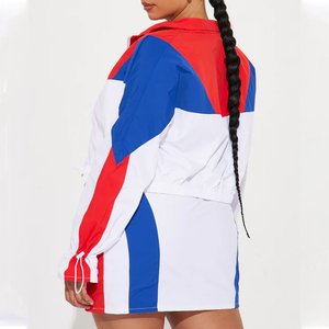 Pento Industry Women's Color Blocking Sporty Tracksuit Set Hooded Jacket <b>Skirt</b> Full Sleeves Lightweight Polyester/Nylon - Product Image 3