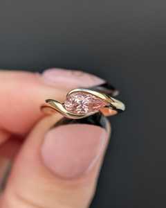 Gorgeous Lab Grown Pink Color 1.01CT Pear Cut Diamond Curve Band <b>Ring</b> For Women's Wedding Party Gift For Girlfriends - Product Image 1