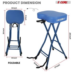 Taburete Plegable Resistente para Guitarra con Asiento Acolchado y Reposapiés Integrado de 3.15 Pulgadas de Altura - Product Image 6