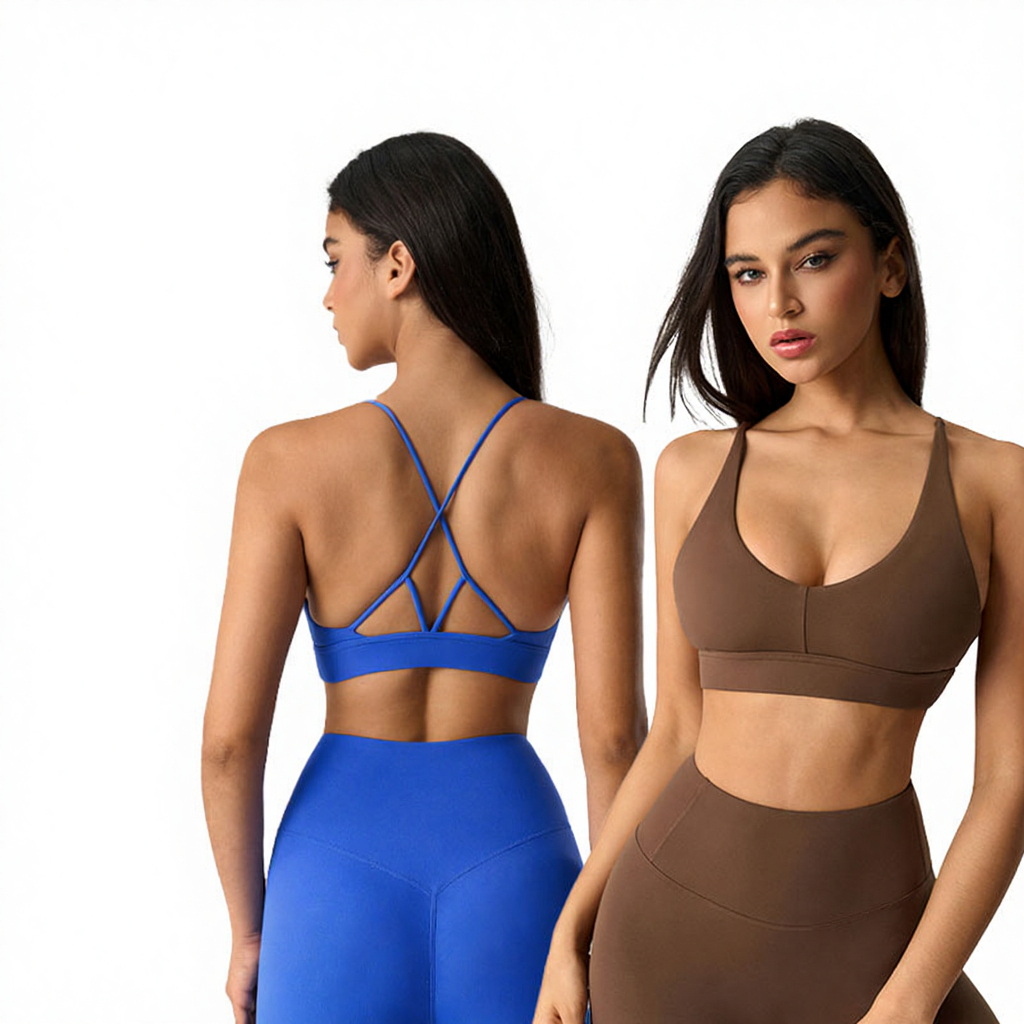Women's Seamless Crisscross Back Sports Bra Solid Color Yoga Fitness Bra Medium Support Breathable Quick Dry Spandex Polyester