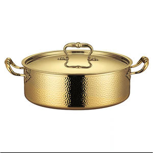 Olla de cocina de cobre martillado moderna y lujosa con tapa, compatible con inducción, utensilios de cocina premium para cocina y restaurante - Product Image 6