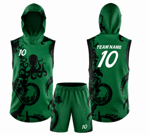 Conjunto de Uniforme de Baloncesto Personalizado Sublimado sin Mangas con Capucha, Secado Rápido, Estampado Gráfico, Unisex, Ropa Deportiva 100% - Product Image 2