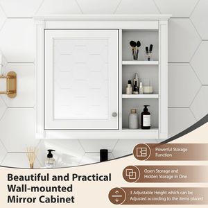Moderno Armadietto da Bagno a Parete 30 X 28 con Specchio e Vano Portamedicinali per Bagni - Product Image 6