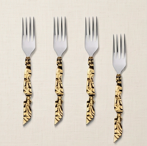 Juego de tenedores de resina artesanal con diseño de cebra de lujo, de acero inoxidable con mango artesanal de cebra, ideal para cocina, hoteles, banquetes y fiestas. - Product Image 1