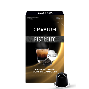 Capsules de café torréfié foncé Ristretto, 10 unités, en aluminium, marque privée, certifié casher, compatibles avec Original - Product Image 1