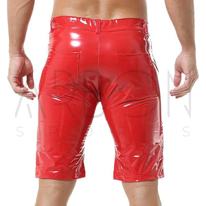 Shorts en cuir pour hommes de couleur rouge brillant, qualité supérieure, service OEM ODM, meilleur fournisseur, prix de gros, 2026 - Product Image 4