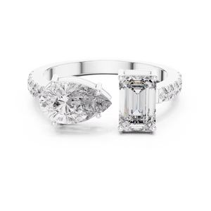 Pacho 2.1ct <b>Emerald</b> Cut Moissanite Pave Setting Rhodium Plated 925 Sterling <b>Silver</b> GRA Certified Handmade Luxury Engagement <b>Ring</b> - Product Image 1