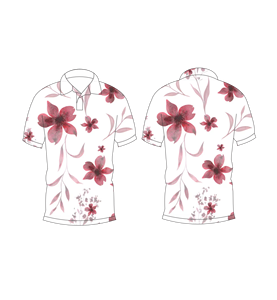 Polo pour homme blanc à imprimé floral bordeaux, décontracté, à manches courtes, mode été, chemise de golf - Product Image 3