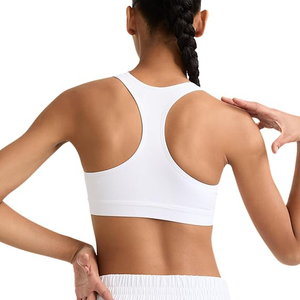 High Support White Racerback Sports Bra For Women <b>Padded</b> Non See Through <b>Running</b> Bra Dry Fit Gym Fitness Workout Underwear Top - Product Image 3