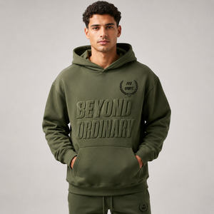 Sweat-shirt à capuche oversize décontracté avec impression en relief, conçu en coton respirant, impression tridimensionnelle - Product Image 1