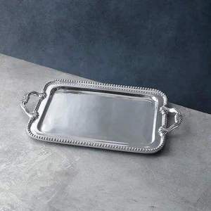 Plateau de service décoratif, plateau de cuisine en métal alimentaire pour la maison, l'hôtel et le restaurant, motifs floraux - Product Image 1