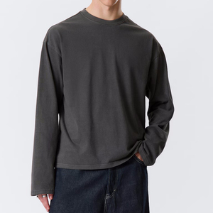 Custom Plain Vintage Washed Cotton Blank Men's Autumn <b>Winter</b> Long Sleeve <b>T</b> <b>Shirts</b> Wholesale - Product Image 3