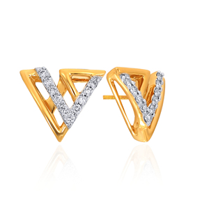 Pendientes de Diamantes Minimalistas Vertex Chic, Corte Triangular, Color G Natural, Oro Amarillo, Unisex, para Uso Diario - Product Image 2