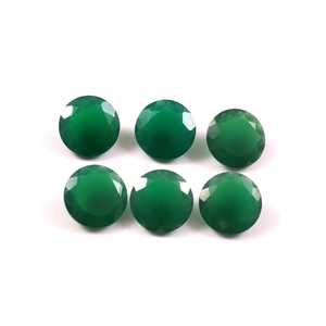 Lote al por mayor de piedras preciosas sueltas de ónix verde natural de 6x6 mm, talladas y facetadas, calibradas, para la fabricación de joyas, calidad AAA++, certificadas por terceros. - Product Image 1