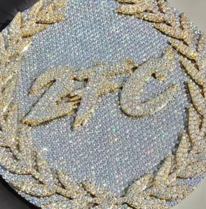 Colgante con Letra 2FC, Microincrustaciones de Zirconia, Cobre, Moissanita + Aleación de Plata 925, Dijes Hip Hop Unisex - Product Image 1