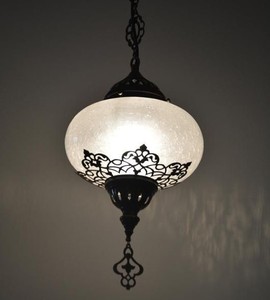 โคมไฟห้อยทรงกลมแบบวงกลมสำหรับตกแต่งภายในบ้าน ร้านอาหาร บาร์ และโรงแรม พร้อมกรอบกระจกและโลหะ - Product Image 1