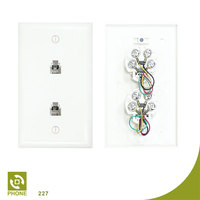 Placa de pared RJ11 de 2 tomas para teléfono y coaxial con revestimiento de zinc y níquel, colores blanco/almendra/marfil, procesamiento de audio/video