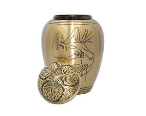 Gold Cremation Urn With Cat Design And Floral Lid Pet <b>Ashes</b> Keepsake Urn Metal Funeral Supplies Customizable Urns <b>For</b> Gifts - Product Image 1