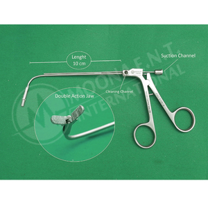 Pince de biopsie manuelle de précision à double action avec insert de nettoyage et d'aspiration, en acier inoxydable, certifiée ISO/CE, portée de travail 10 cm - Product Image 2