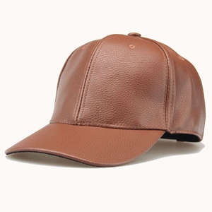 Kivotech Unisex Brown Pu Leather 6-Panel <b>Baseball</b> <b>Cap</b> Fitted Casual Adult Hat Solid Color Four Seasons Style - Product Image 1