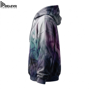 Sweat à capuche unisexe personnalisé en molleton imprimé par sublimation, motif Vibe Smoke, avec cordon de serrage ajustable - Product Image 3