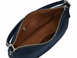 กระเป๋าหนังสีน้ำเงินกรมท่าทรงโฮโบสำหรับผู้หญิง  พร้อมฮาร์ดแวร์สีเงิน  กระเป๋าสะพายไหล่ กระเป๋าถือแบบสะพายข้าง  กระเป๋าโท้ทมินิมอลสำหรับทำงาน  กระเป๋าซิปแบบสะพายไหล่  กระเป๋าหนังนิ่ม - Product Image 5