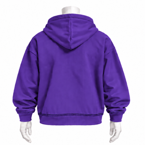 Sweat-shirt à capuche violet avec broderie florale colorée, poche kangourou, coupe oversize, style décontracté et streetwear - Product Image 2