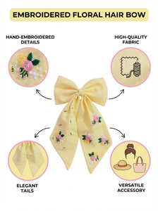 Lazo de Satén Amarillo con Bordado Floral, Hecho a Mano, para Decoración de Prendas y Envoltura de Regalos - Product Image 6