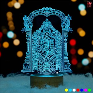 Lampe LED 3D Illusion Tirupati Balaji en Acrylique, Veilleuse Religieuse, Décoration d'Intérieur, Lampe de Table pour Temple et Salle de Prière - Vente en Gros - Product Image 1