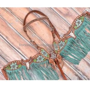 Cabeza occidental de cuero marrón decorativo, para caballos - Product Image 1