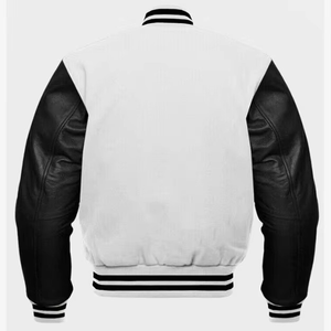 Custom Logo Vintage Varsity Jacket Unisex <b>Stand</b> Collar Wool Sleeves Embroidery Winter Black Letterman Baseball Cartoon Geometric - Product Image 1