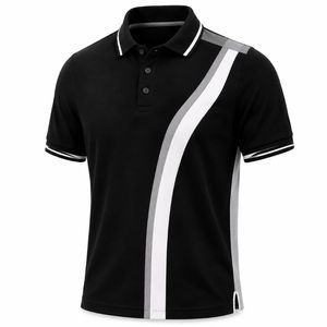 Chemise noire à manches courtes pour homme, tissu jersey respirant, style décontracté, ODM - Product Image 1