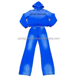 Pantalon de survêtement et sweat à capuche OEM pour hommes, survêtement deux pièces, ensemble OEM de pantalons de survêtement évasés avec effet soleil pour hommes - Product Image 2