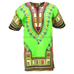 Chemises Dashiki imprimées raisonnables Chemise africaine traditionnelle lavable Tissu Dashiki indien T-shirts colorés en gros de l'Inde - Product Image 1
