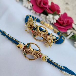 Rakhi Thread <b>Adjustable</b> Hand <b>Bracelet</b> With Kundan Work Indian <b>Gold</b> Plated Rakhi Set for Bhaiya and Bhabhi Raksha Bandhan Gift - Product Image 5